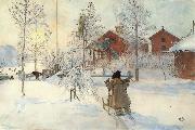 Carl Larsson The Front Yard and the Wash House oil on canvas